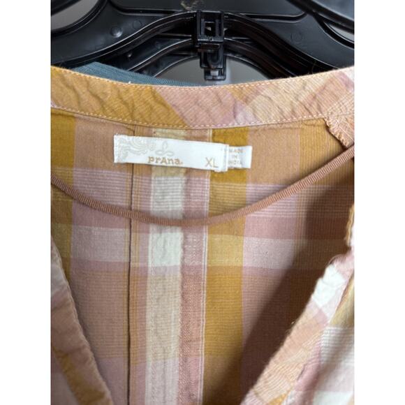 Prana Women's Pink Long Sleeve Elena Popover Plaid Top Size XL - Picture 4 of 6